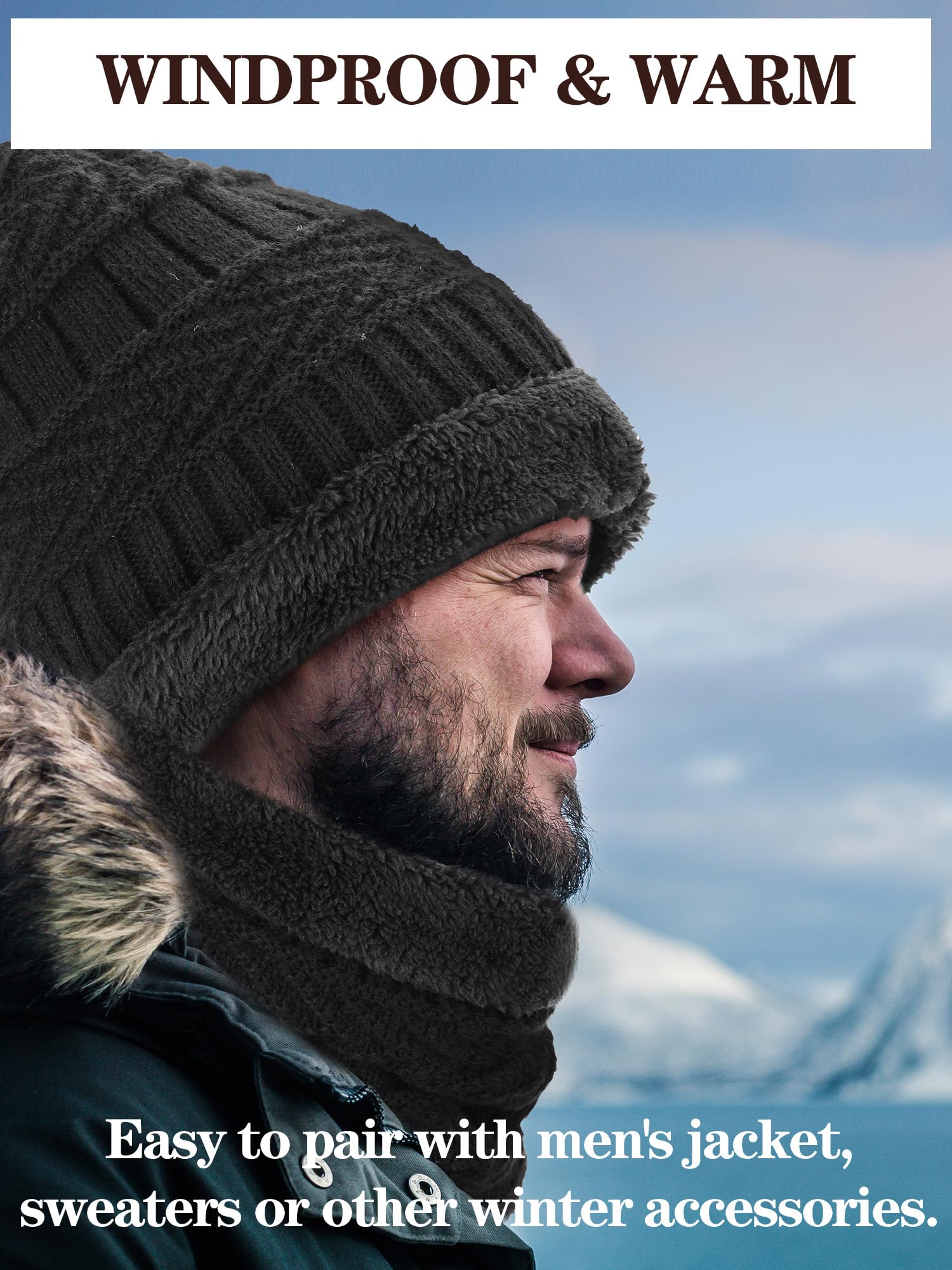 Toulite Wintermützen, Handschuhe, Schals, Socken, Set, mit Fleece gefüttert, Beanie-Mützen, Halstuch, für Damen und Herren, 48-teilig