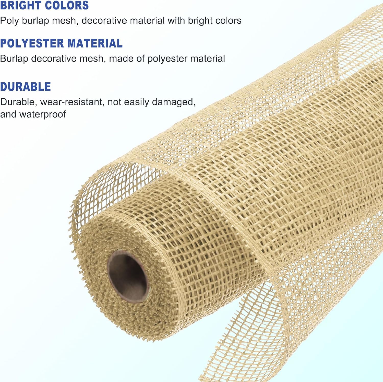 MECCANIXITY 10 Inch Poly Burlap Mesh for Wreath, Decorative Mesh Fabric Ribbon 5 Yard for Fall Easter Christmas Flower Bow, Beige image 3
