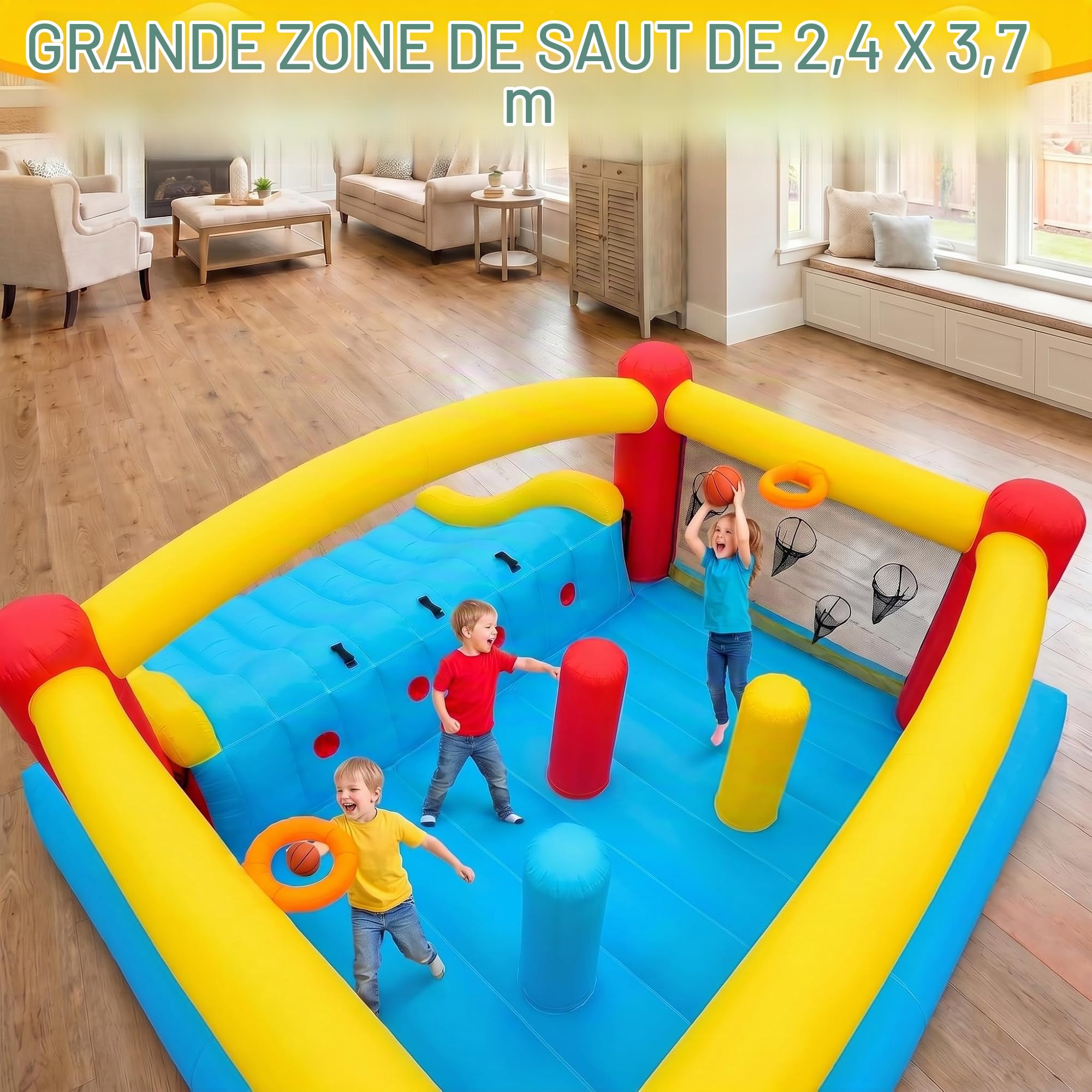 Château Gonflable pour Enfants de 8 à 12 Ans, 4,1 x 4,1 m, pour l'intérieur et l'extérieur, avec Ventilateur, château Gonflable Spatial pour Les fêtes et Le Jardin