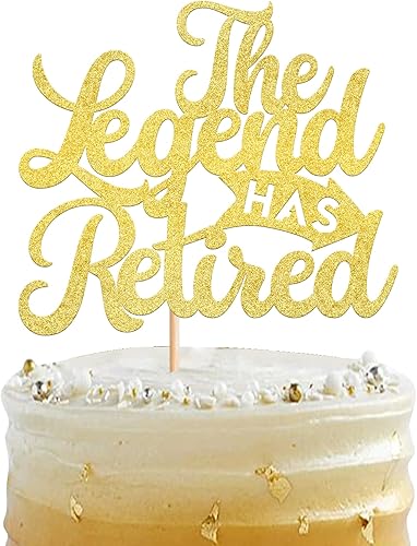 Rsstarxi 1 paquete de decoración para tartas con purpurina dorada de despedida de Tensión, Hello Pension Cake Pick Happy Retirement Cake Decor para