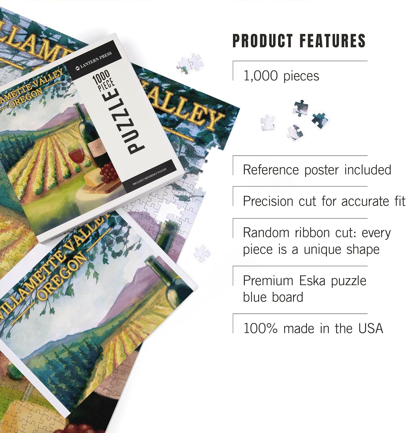 Willamette Valley, Oregon, Wine Country (1000 Piece Puzzle, Challenging Jigsaw Puzzle for Adults, Made in USA)