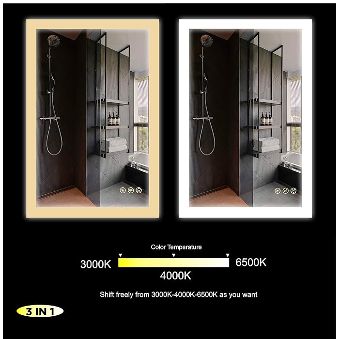 Buy 24x36 inch Wall Mounted LED Lighted Bathroom Mirror Dimmer Touch