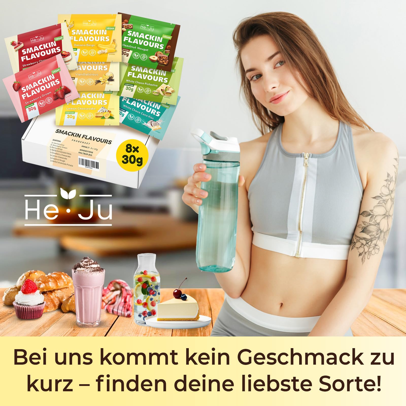 He-Ju Flavour zestaw próbek proszku 8 x 30 g, różne rodzaje proszku smakowego
