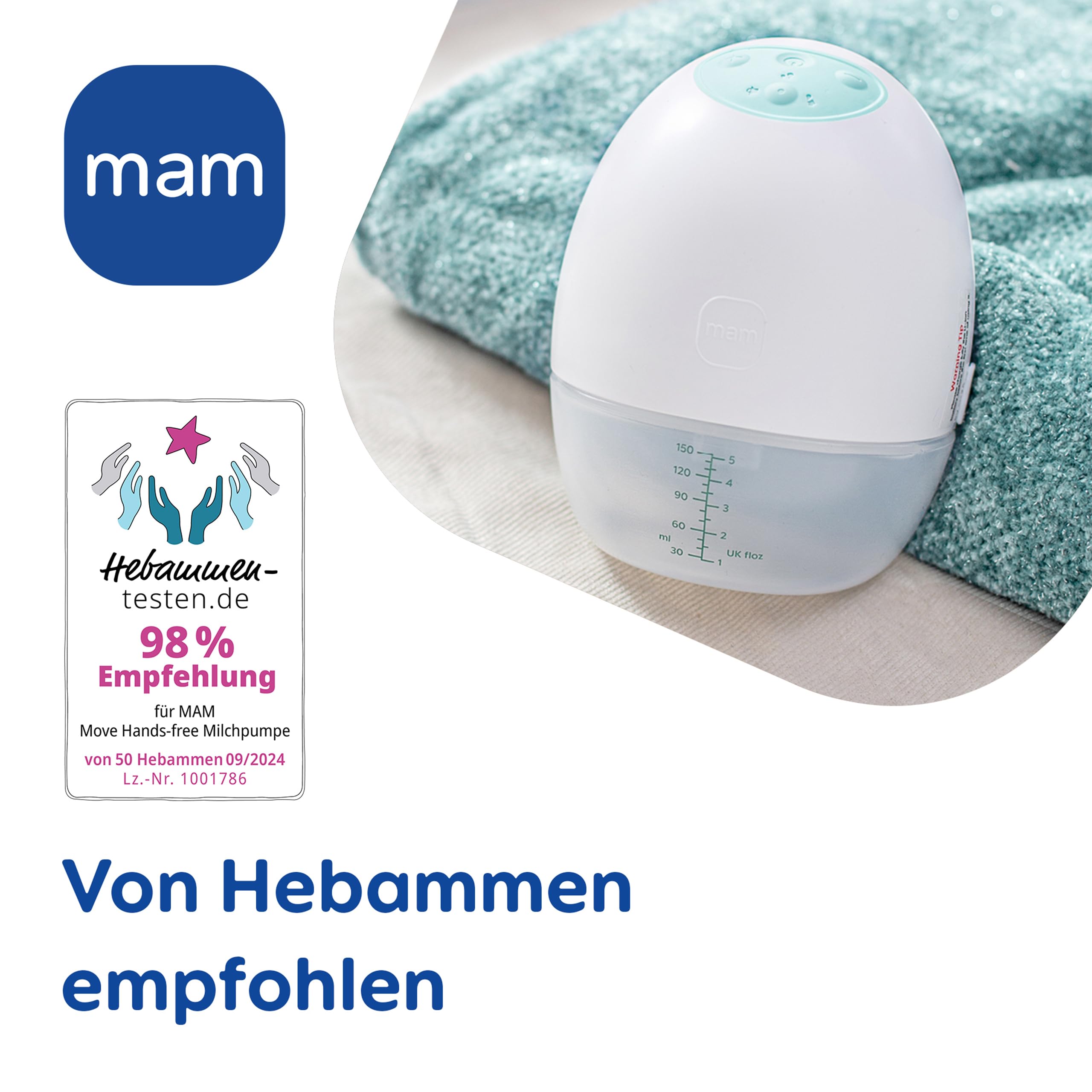 MAM Move Milchpumpe | 50-Jahre MAM Jubiläum Set inkl. kostenlosem Travel Case | Handsfree ohne Schläuche oder Kabel | schlankes Design passt in jeden BH | 3 Modi für diskretes und effizientes Abpumpen