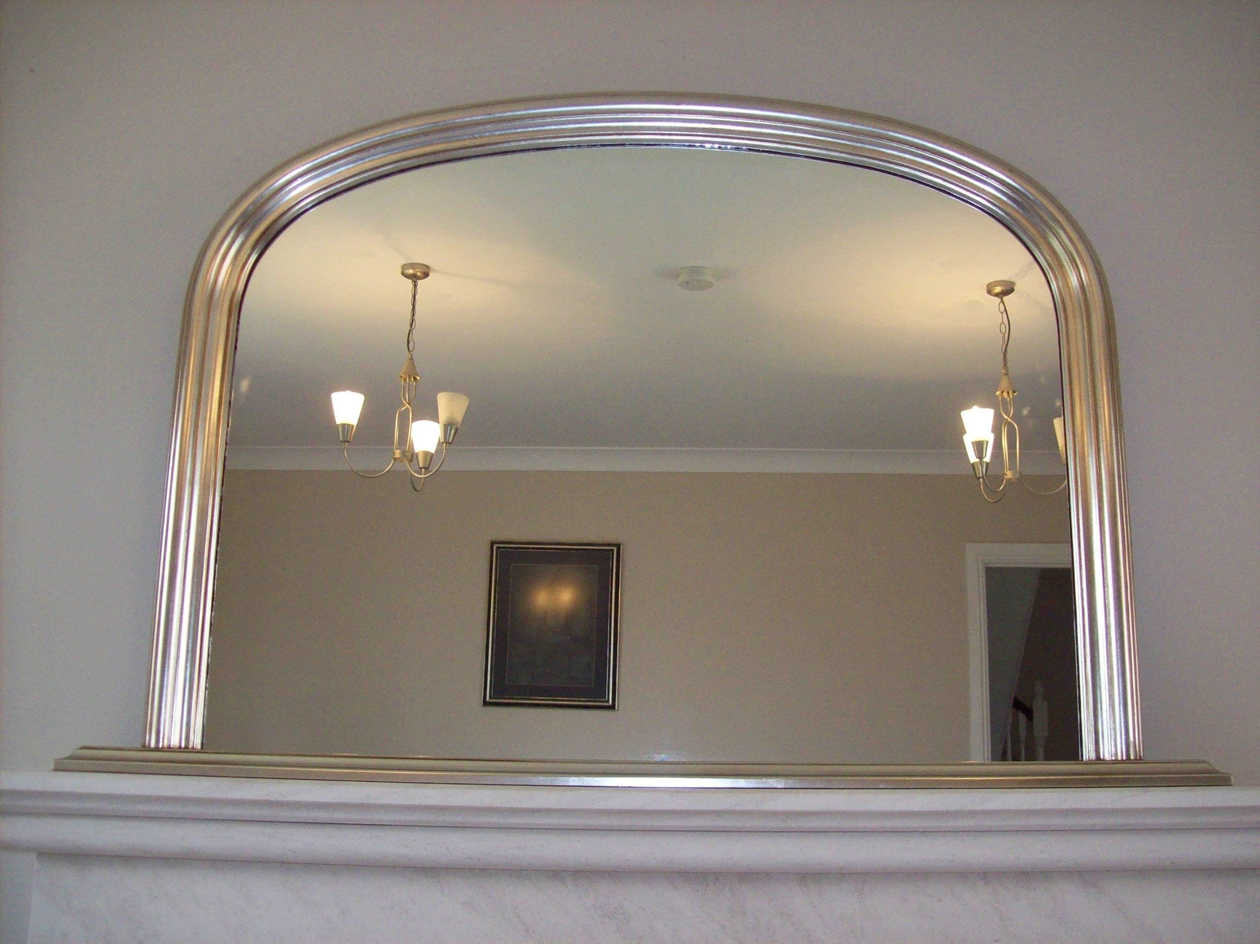 Shabby Chic Mirrors Classic French Inspired Overmantle Mirror with Elegant Arched Frame, Metallic Silver, 78 x 122 cm