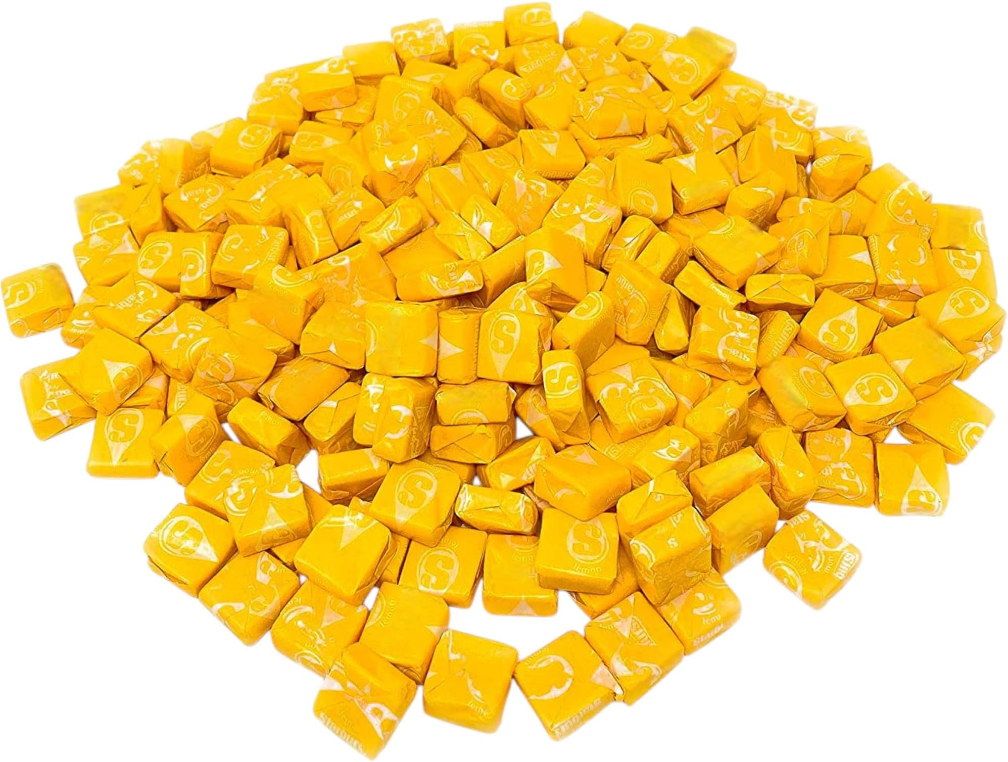 - Holiday Special Str burst Yellow Lemon Chewy Candy - 1.5 lbs - All Yellow Lemon Str burst Fruit Chews - Single Flavor Soft Candy Assortment Sharing Size Bulk Family Pack - Individually Wrapped, 24 oz.