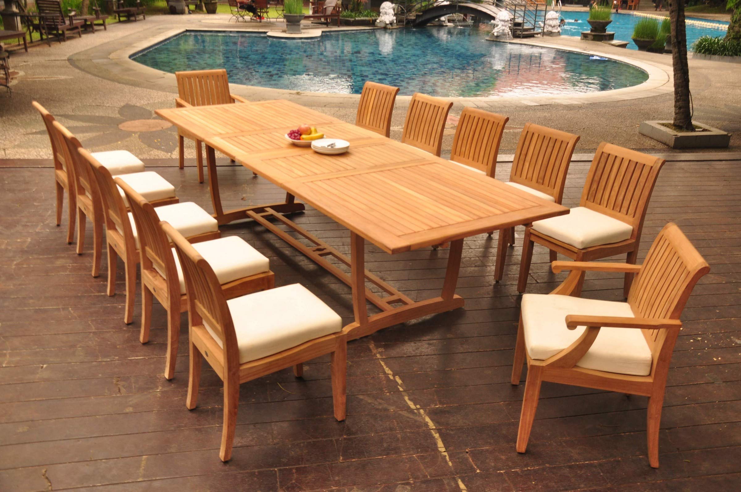 Amazon.com: WholesaleTeak 12 Seats 13 Pcs Grade-A Teak Wood Dining