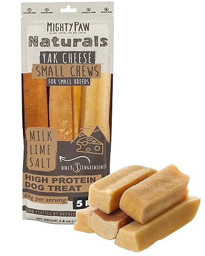 Mighty Paw Yak Cheese Chews for Dogs | All-Natural Long Lasting Pet Treats. Odorless and Great for Oral Health. Limited-Ingredient Chews for Puppies & Power-Chewers (Small, 5 Pack) - Small - 5 Pack