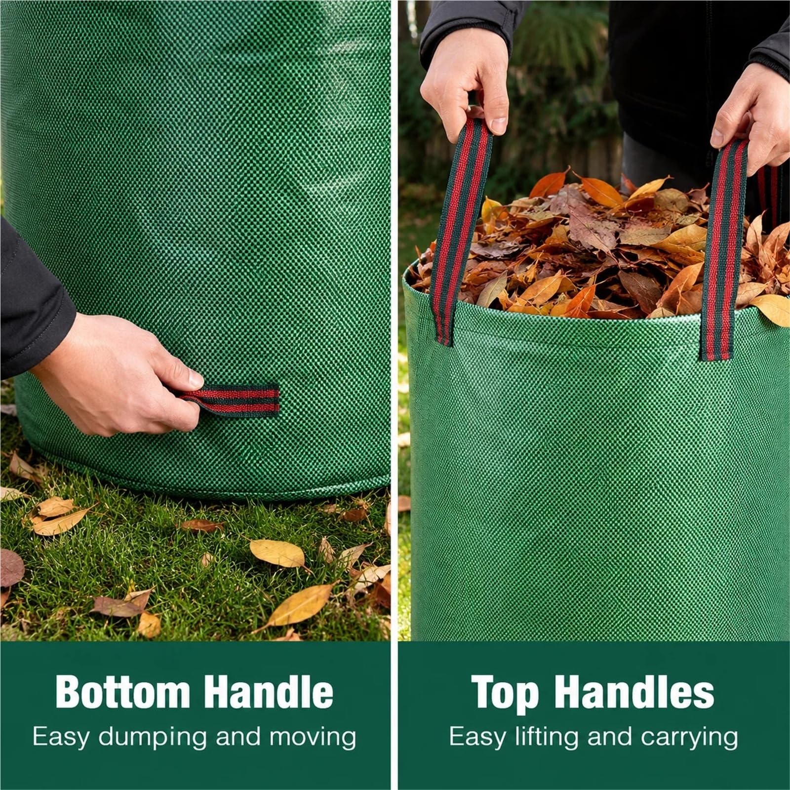 Sacchi Giardinaggio Sacco for rifiuti da giardino pieghevole 300 litri | Con Manici 67x84cm