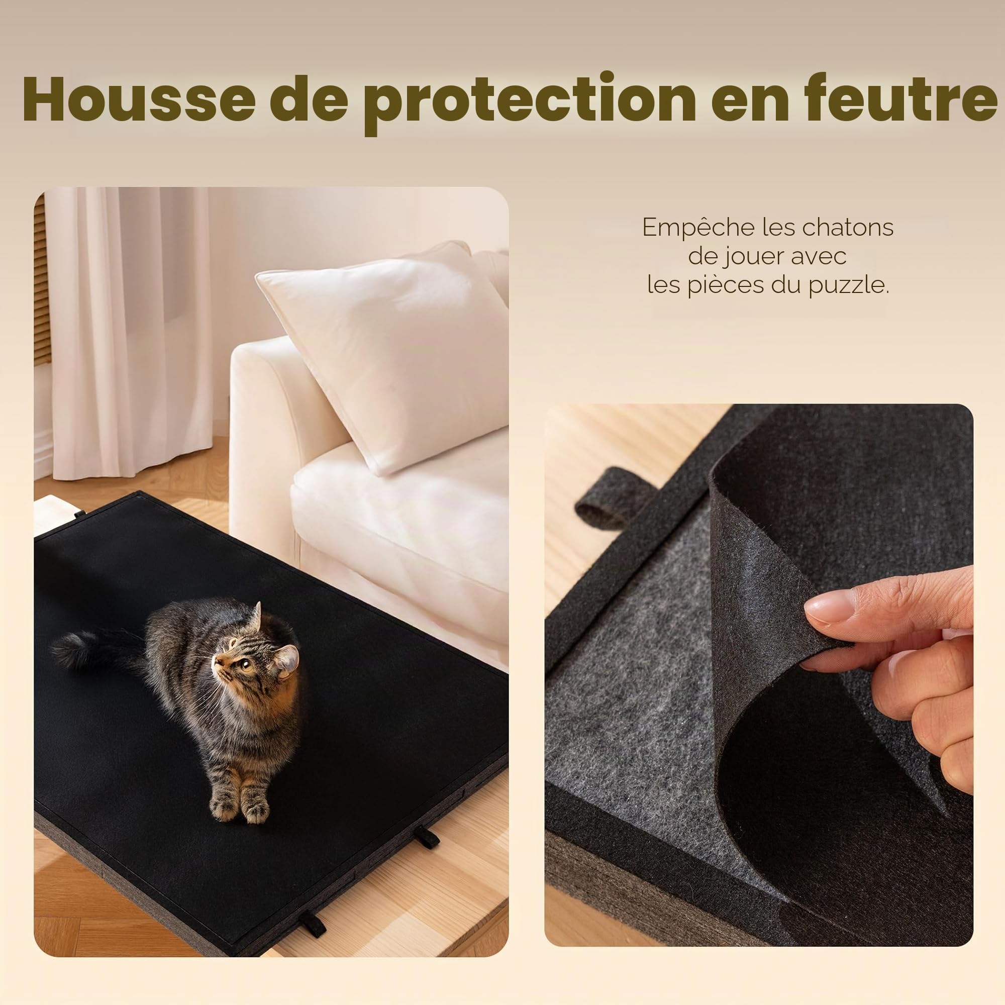 Tektalk Table de Puzzle Pliable 2000 pièces avec Couvercle, Plateau 3 Angles d'inclinaison, Planche en Feutre Super légère Portable 6 tiroirs de tri, Gris foncé