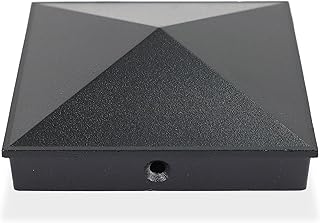 TODOKI 5.5 x 5.5 Actual Fence Post Caps (2 Pack) - Powder Coated Aluminum Deck Fence Covers - Matte Black Metal Pyramid Cap Ends - True 5.5 x 5.5 Wood Posts Toppers with Screws Included