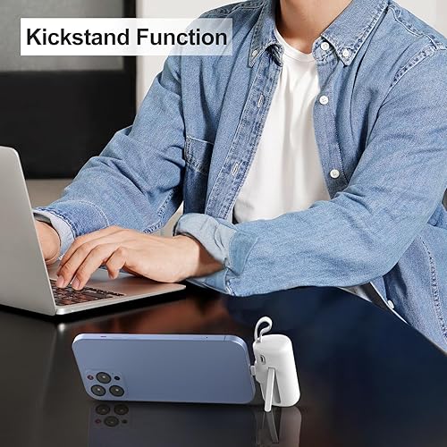 Miniatura 4 de Mini cargador portátil para iPhone, cargador de batería de 5000 mAh, carga dual con cable USB C, batería de pantalla LED, cargador de respaldo,