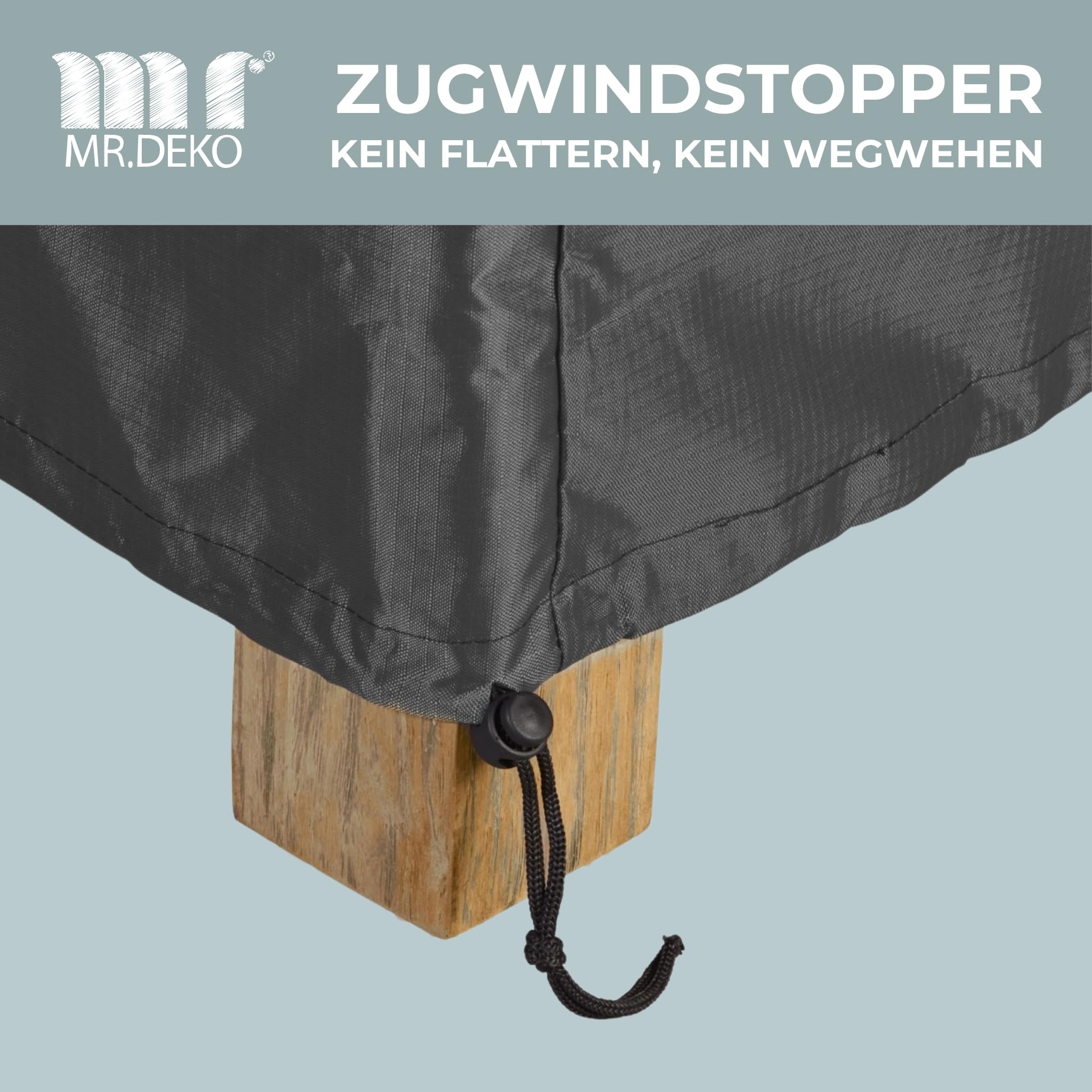 MR. DEKO Schutzhülle Gartenbank 2 Sitzer 130cm Aero Protect Dunkelgrau | Abdeckhaube Gartenmöbel Atmungsaktiv | Schutzhaube Reißfest | Abdeckung Bank Outdoor UV-beständig