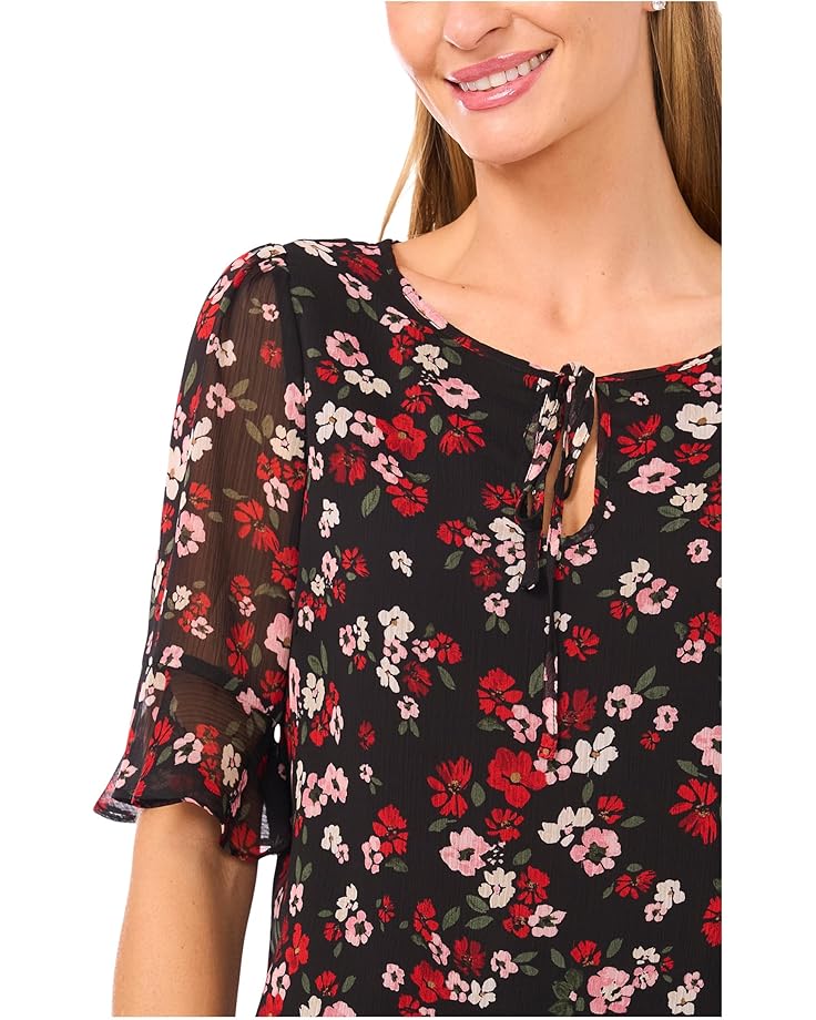 CeCe Split Tie Neck Ruffle Cuff Top - #3 of 3