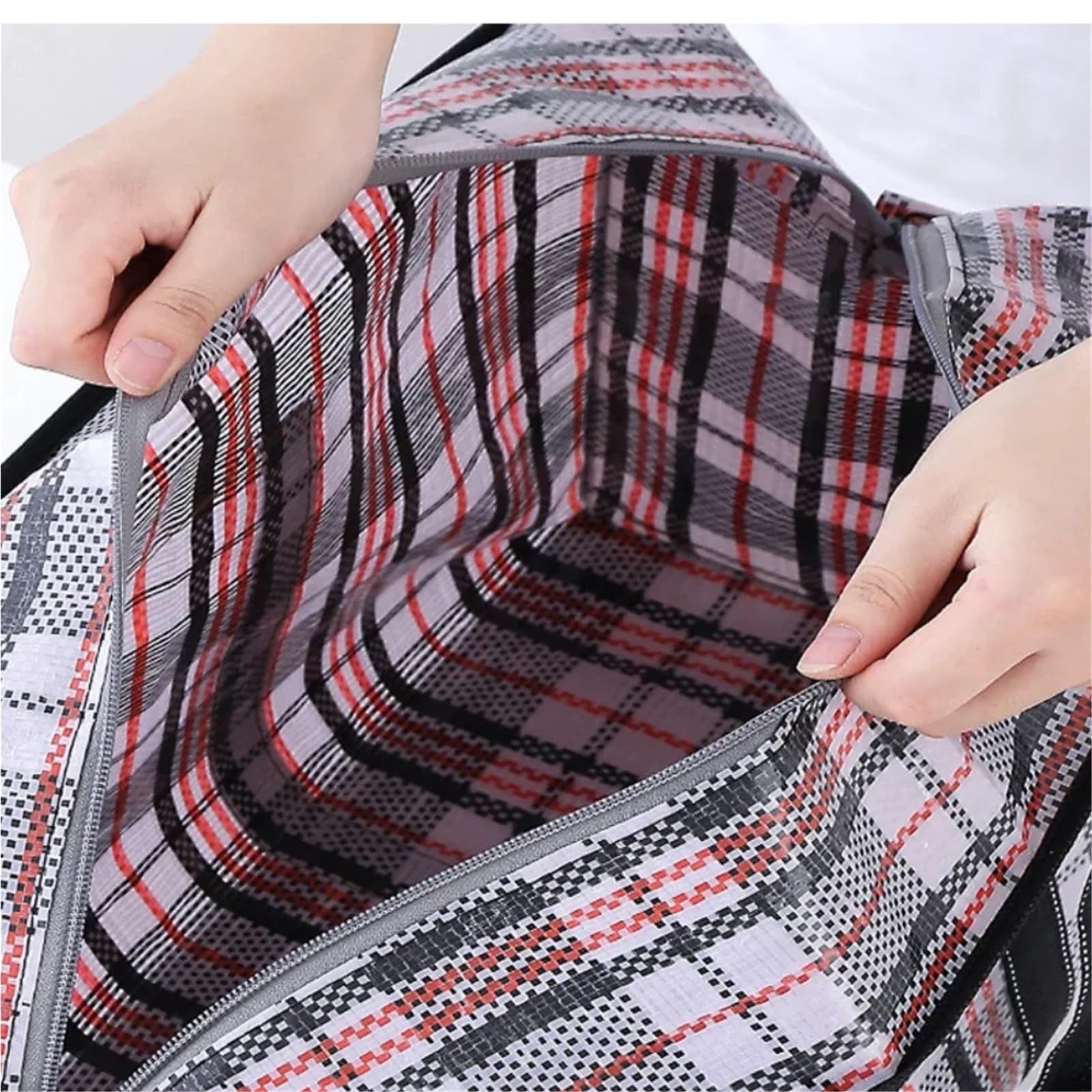 Umzugstaschen Extra große tragbare, Faltbare Reisetasche, verdickbare Kapazität, wasserdichte Gepäckaufbewahrung, bewegliche Verpackung, gewebt für Umzug(Black,XL-80x55x23cm)