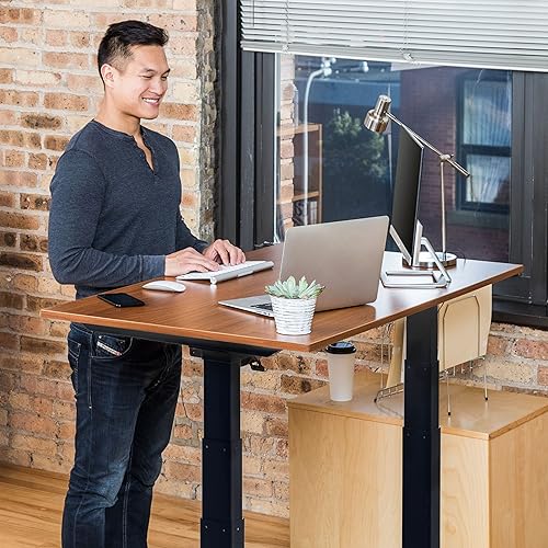 Miniatura 16 de Stand Up Desk Store Escritorio eléctrico de altura ajustable con memoria programable (marco blanco/parte superior blanca brillante, 48 pulgadas de