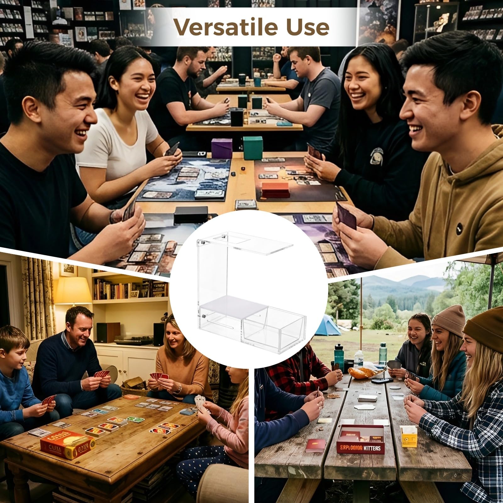 Soporte ergonómico de acrílico para escáner de tarjetas, soporte de exhibición de juegos de cartas para una identificación rápida, diseño transparente, divisor desmontable para tarjetas con funda y
