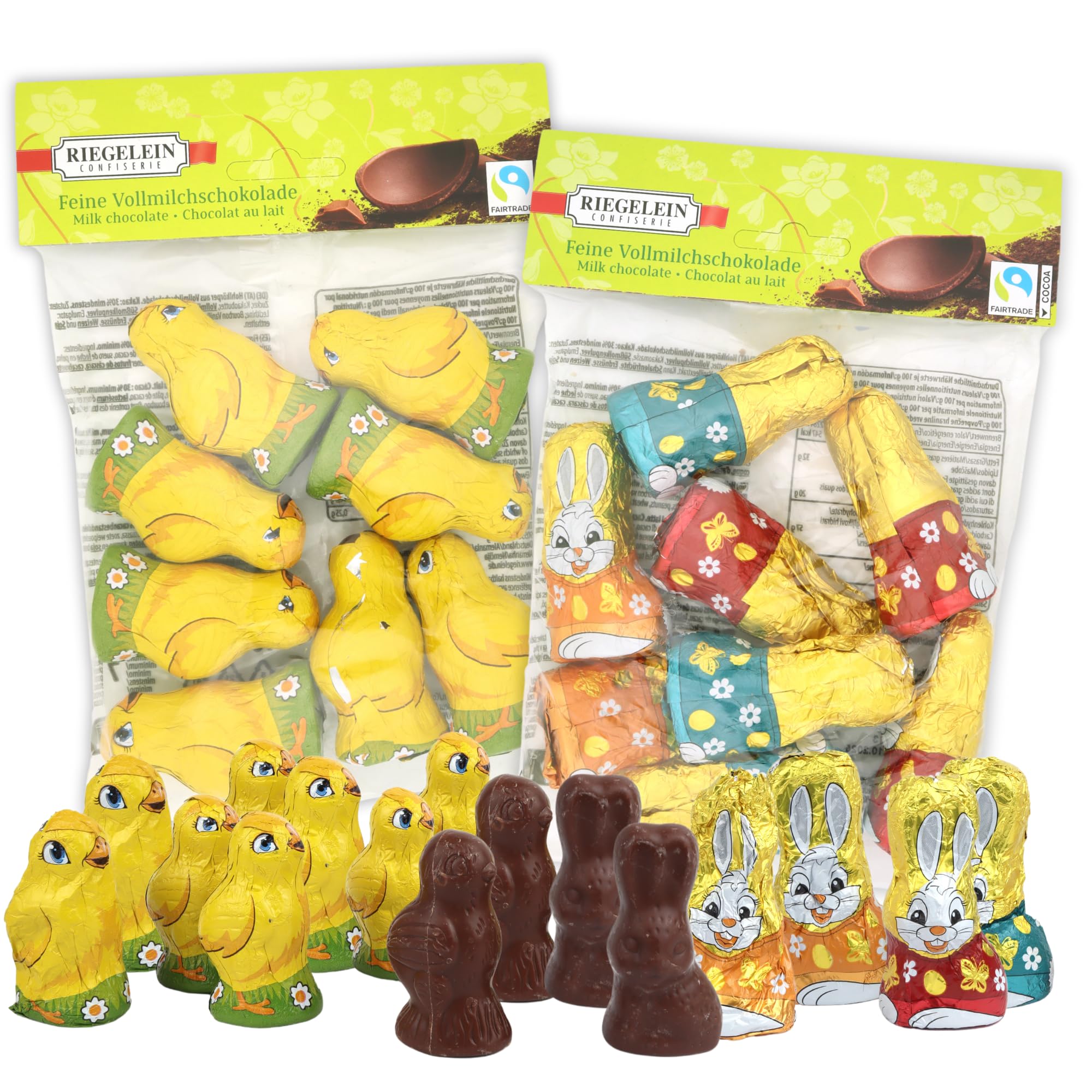 Sweetzo - Milk Chocolate Chicks and Bunnies, Individually Foil Wrapped Candies, Easter Basket Stuffer Treats (Pack of 2)Fairtrade InternationalFairtrade InternationalFairtrade InternationalFairtrade International