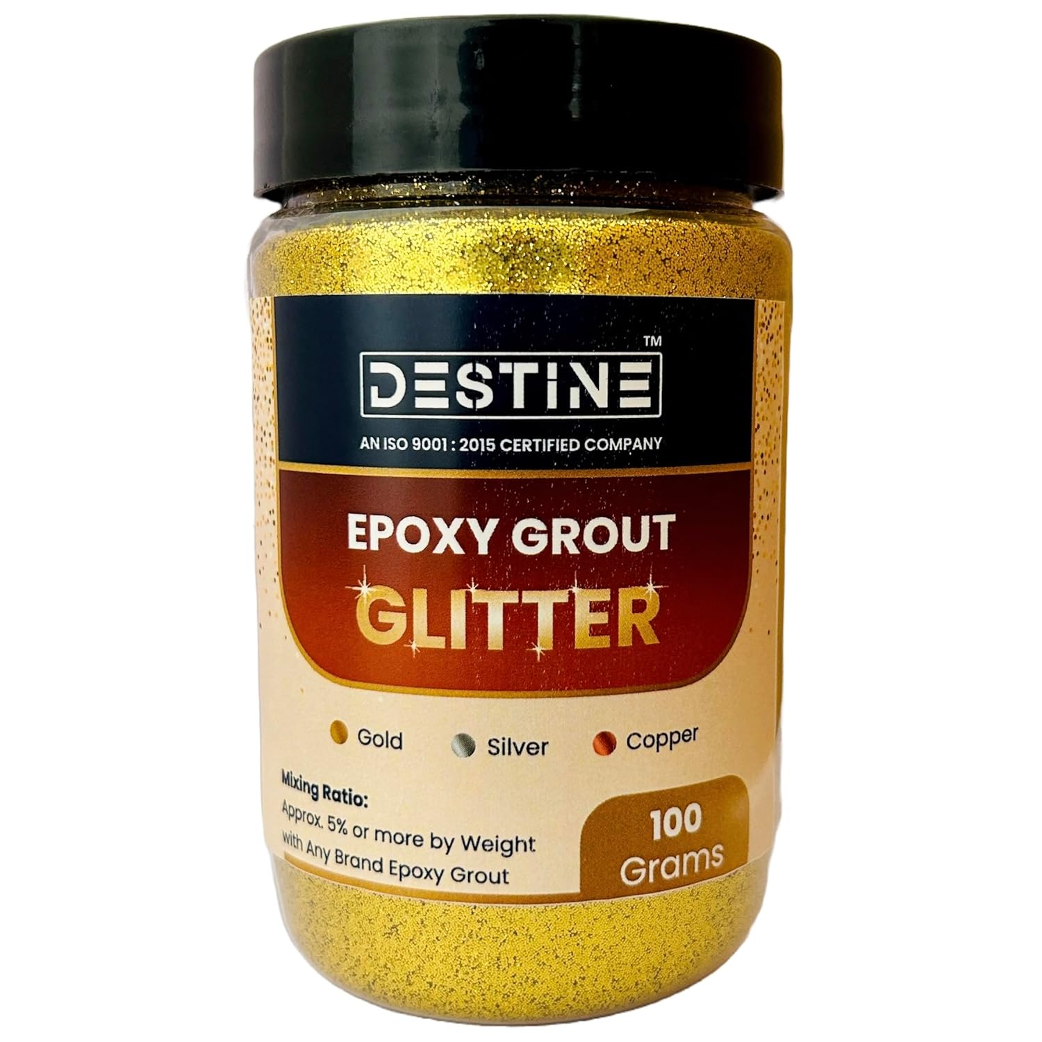 DESTINE® GLITTER (GOLD, SILVER, COPPER) for Epoxy Grout (100 Grams) Glitter for Epoxy Grout