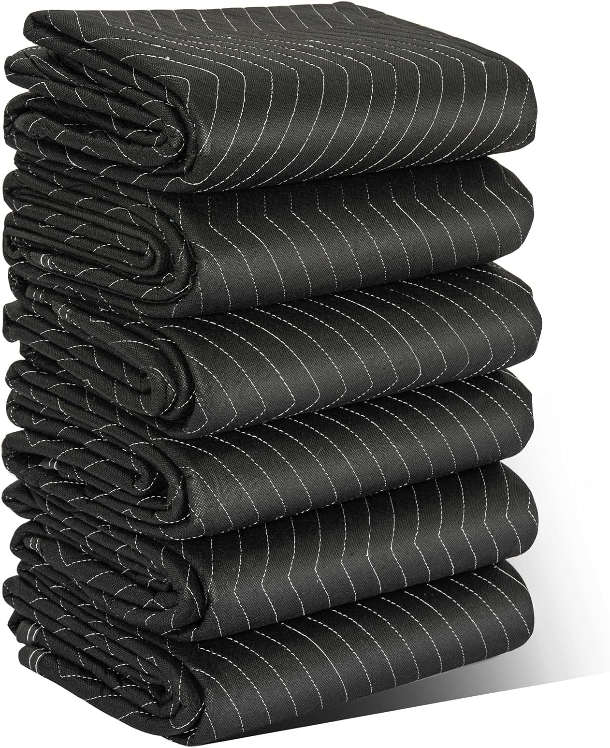 AKOZLIN 80×72 Inch Moving Blankets 6 Pack Padded Moving Blankets Heavy Duty Durable Quilted Wrapping Furniture Moving Pads for Shipping Supplies Secure Protecting,Black