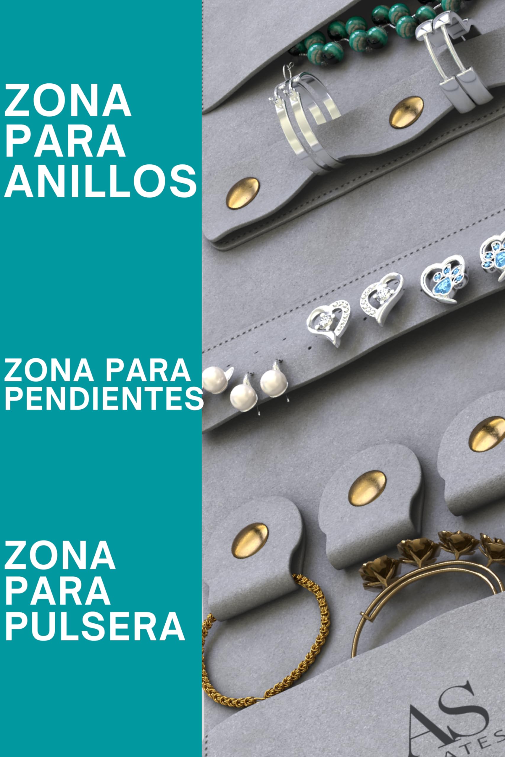 Joyero Enrollable Viaje Mujer Portatil Plegable Estuche Joyas Viaje Enrollable Organizador para Joyas bolsa Organizadora joyeria Pendientes Collar Brazaletes Anillos