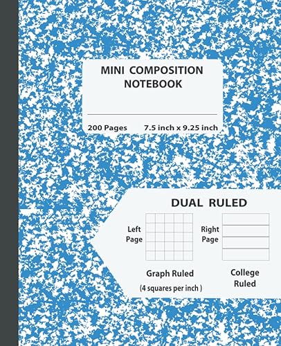 Mini Composition Notebook: Dual Ruled Notebook with Alternate Pages Graph Ruled and College Ruled for Students