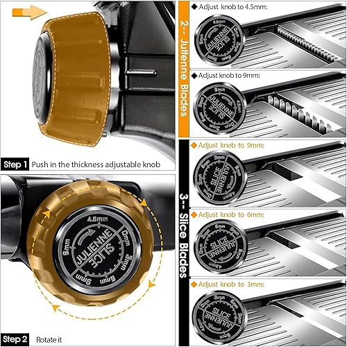 Miniatura 6 de MASTERTOP Cortador de mandolina ajustable de acero inoxidable para cocina, cortador de verduras, cebolla, papa, fruta, frita, fritas, cortador de