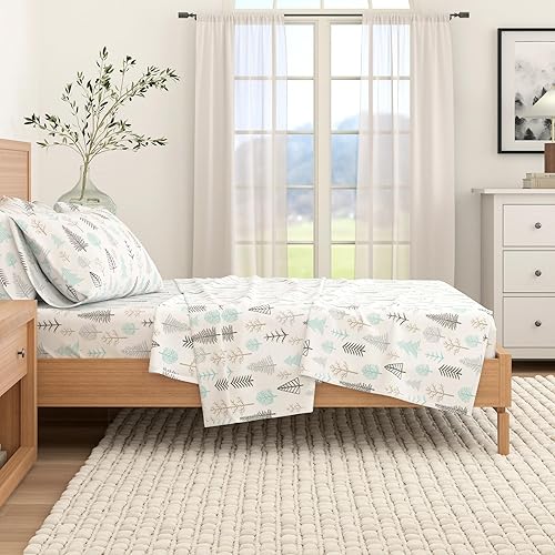 Miniatura 6 de Great Bay Home - Juego de sábanas de franela, tamaño individual, 100% algodón turco, de doble cepillado, con estampado, ultrasuaves, acogedoras, 3
