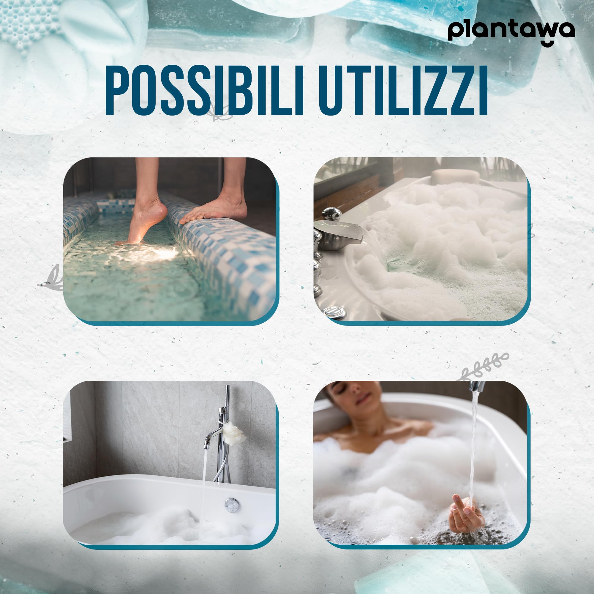 PLANTAWA Sale di Epsom 6kg | Sali da Bagno Rilassanti con Solfato di Magnesio Puro | Relax Muscolare, Cura della Pelle e Benessere Naturale | Bagno Rilassante e Schiumoso | Senza Tossine e Additivi