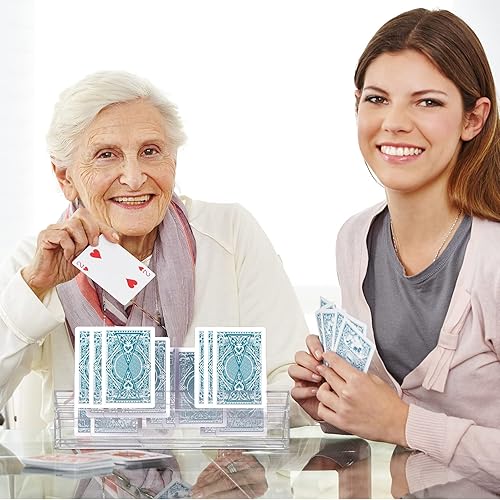 Miniatura 4 de Yerliker 2 soportes para cartas de juego, organizadores de cartas acrílicas, bandeja de 4 ranuras, soportes sólidos para tarjetas de juego,