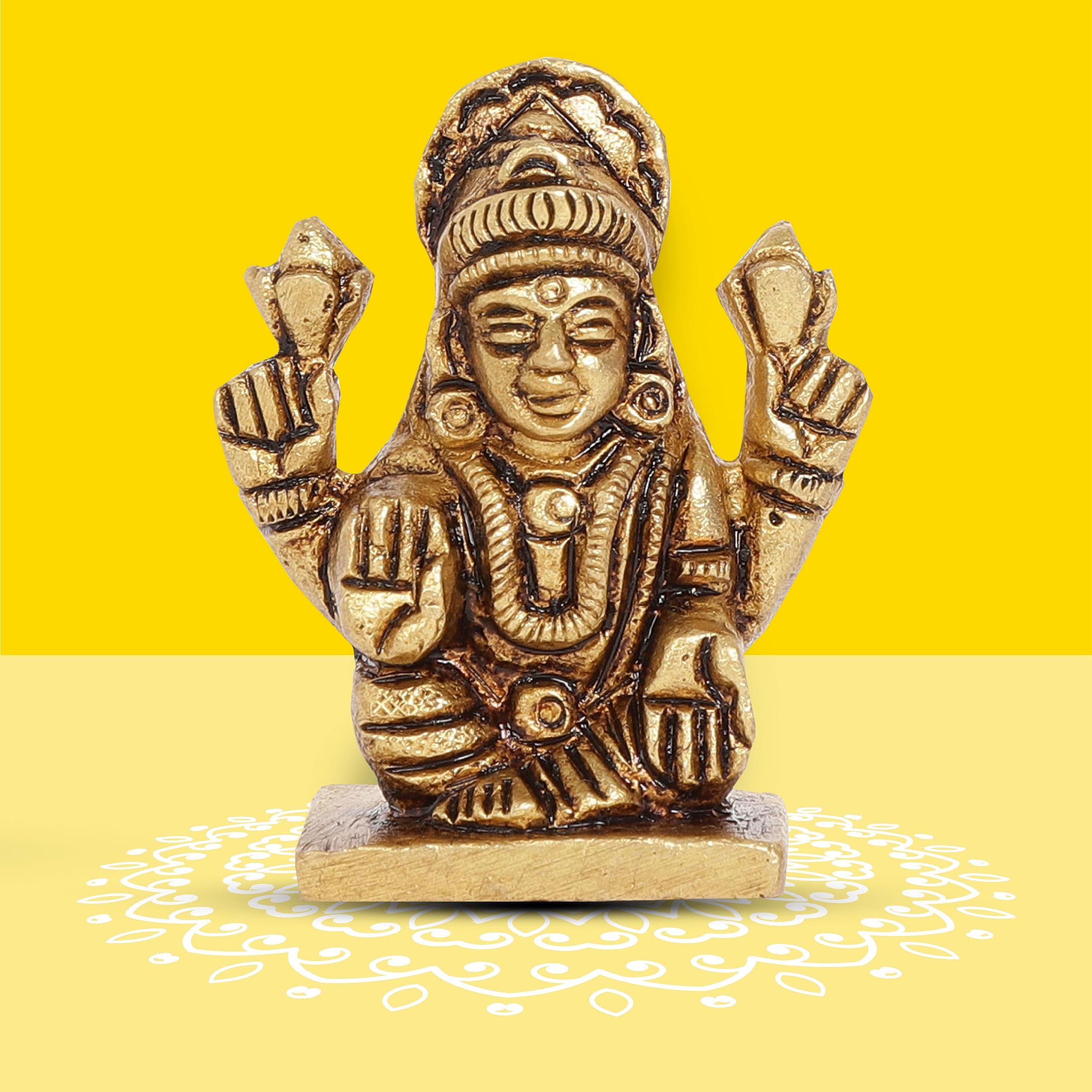 10Club Pure Brass Idols (Lakshmi, Lakshmi - Square Base - 4.3CM)