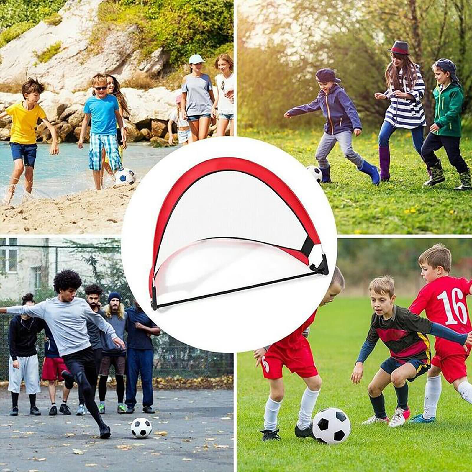 Rete da Allenamento Portatile Rete Rimbalzo per Calcio Rugby Baseball 274 x 106 x 243 cm con 6 Tasche per Bersagli, Borsa Portaoggetti Portatile e Cinghie, Allenamento con Bersaglio, Nero | IT