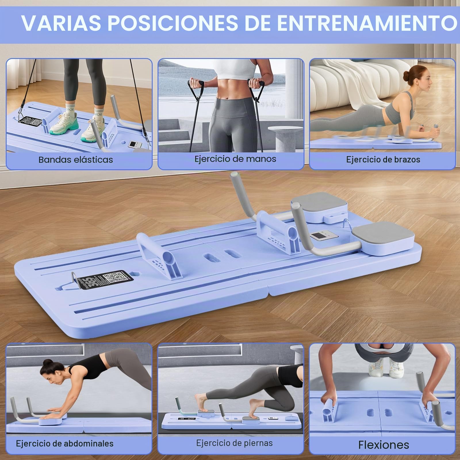 WingFly Tabla de pilat, máquina reformadora Multifuncional para Abdominales, Pilates Board Plegable con Rebote automático, Cuerda de Tensión y Temporizador, para Gimnasio en Casa