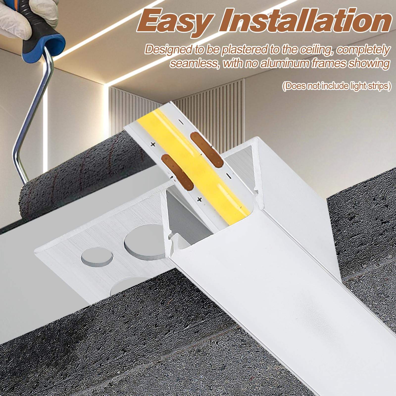 Profilo LED,6x Profili per Strisce Led a Scomparsa da 1 METRI con Diffusore - (6 Metri Totali) - Profilo a Incasso da Parete e Soffitto per Striscia LED in Alluminio