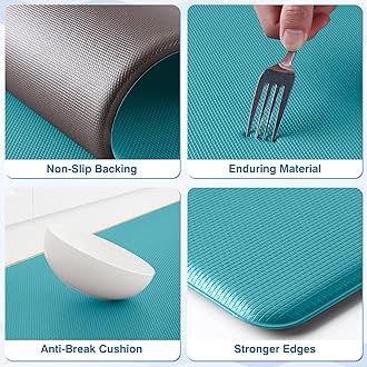 StepRite Kitchen Mats, 2PCS Kitchen Rugs, Cushioned Anti Fatigue Kitchen Mats for Floor, Non-Slip Standing Desk Mat, Waterproof Kitchen Rug Set for Kitchen, Floor, Office,17.3"×30"+17.3"×59",Green