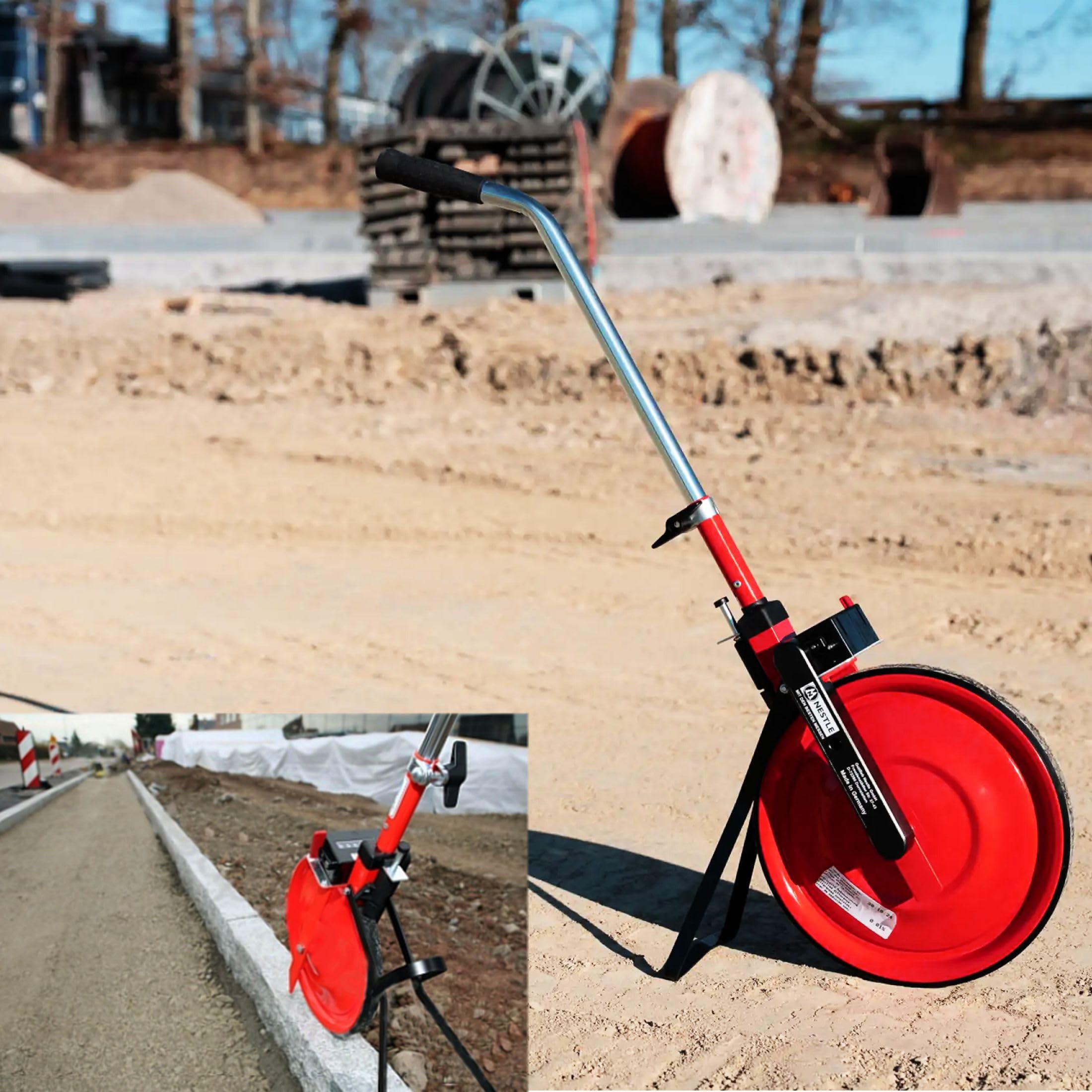 PROFI MESSRAD EICHFÄHIG MIT CM ABLESUNG VOLLRAD Rolltacho Laufrad Baumessrad Vermessungsrad Meßrad Baustellenmessrad Rollrad Nestle Rolltachos Straßenmessrad Rolltachos Laufmessrad für Vermessung