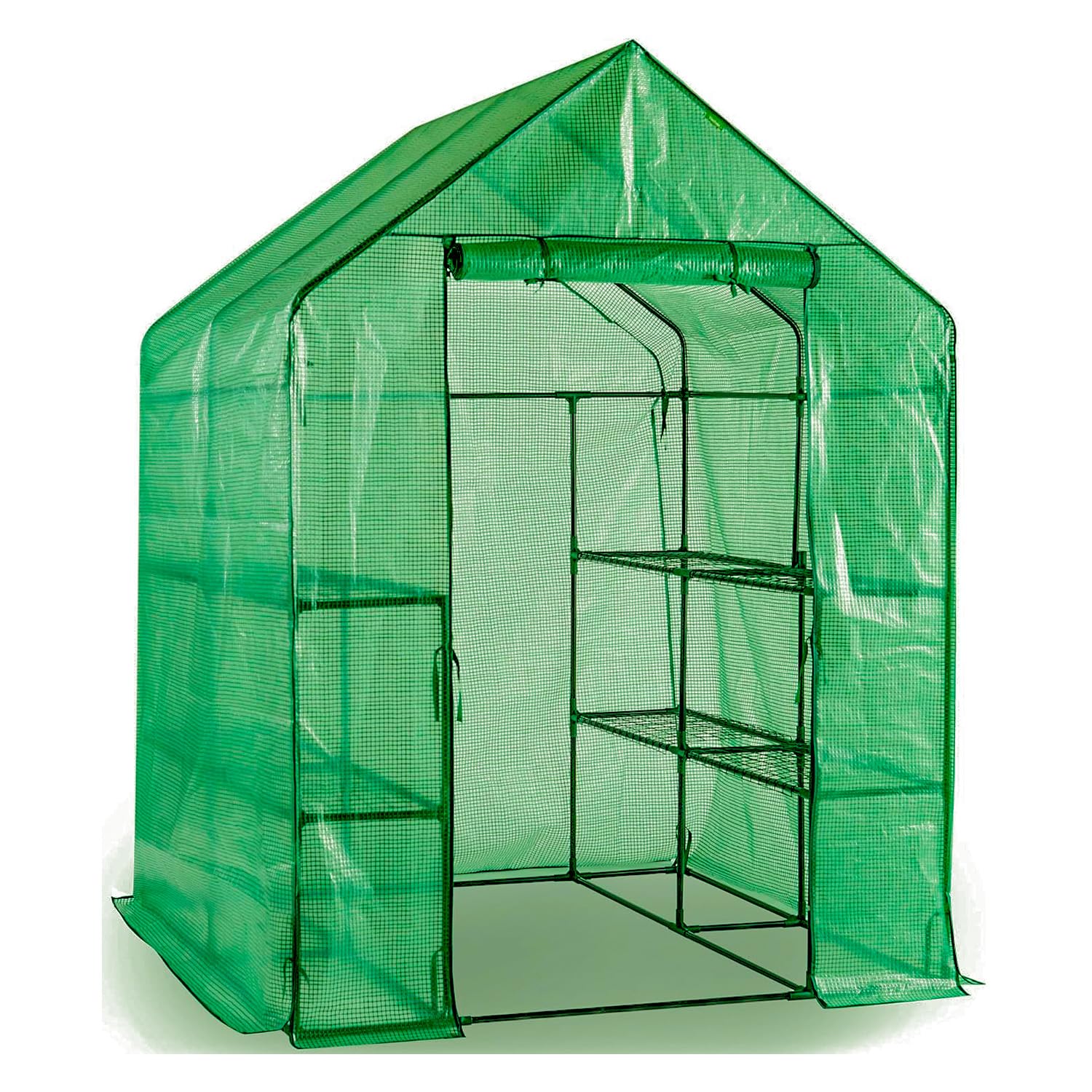 Panana Greenhouse Walk-in With 3 Tier 6 Shelves Green House With PE Cloth Cover, Zipper Door for Indoor and Outdoor (56x56x77inch)