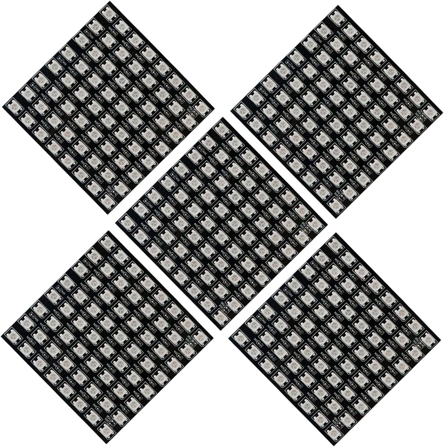 5-Pack LED Matrix Panel 8x8, 64 Pixels Individually Addressable Flexible Led Panel, Programmable RGB 5050SMD Digital Led Display Screen for Arduino, Raspberry pi, Image Video Text Display