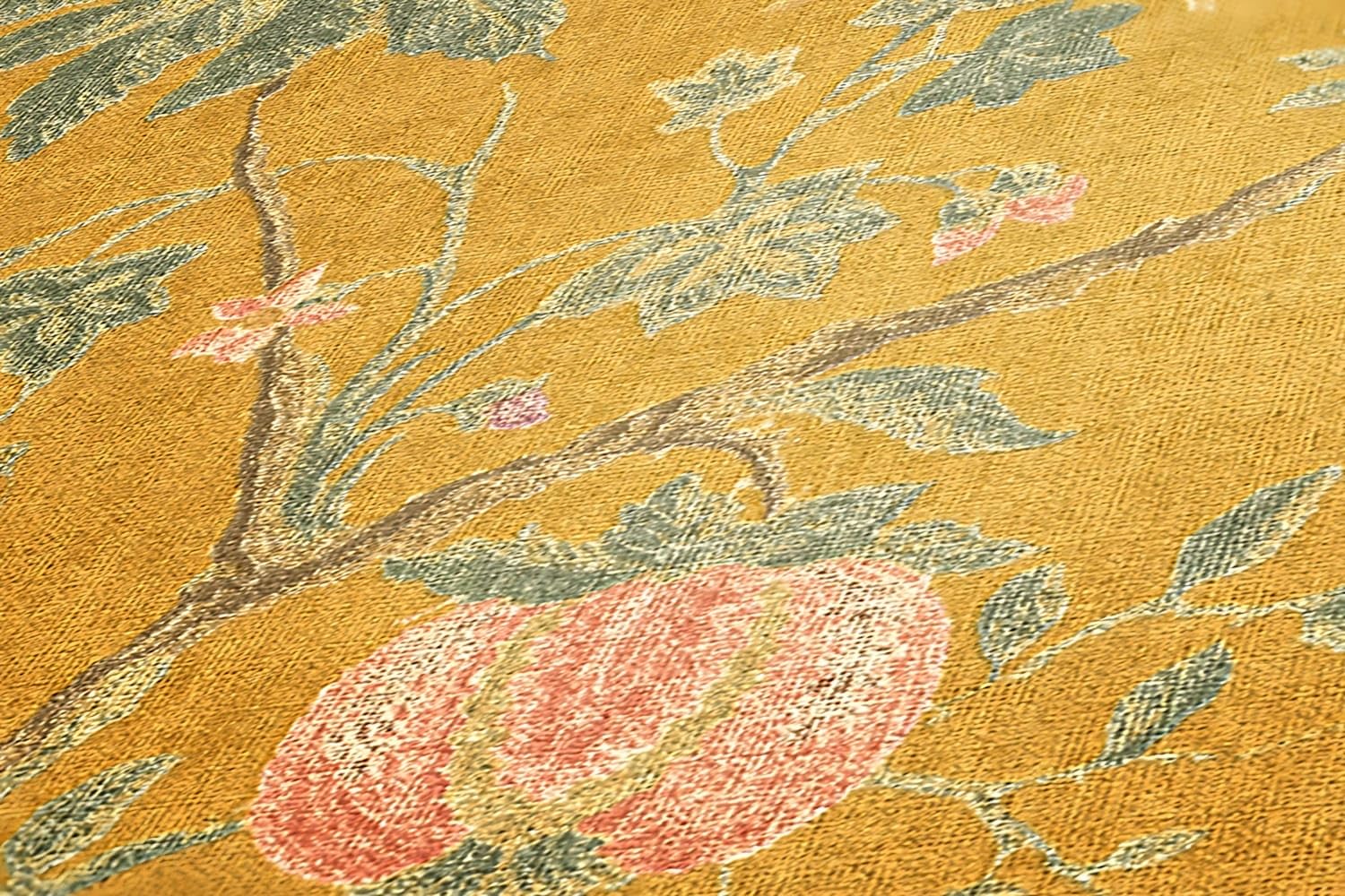 Profhome Papel pintado floral 367194-GU papel pintado no tejido amarillo verde 0,53 m x 10,05 m / 5,33 m2