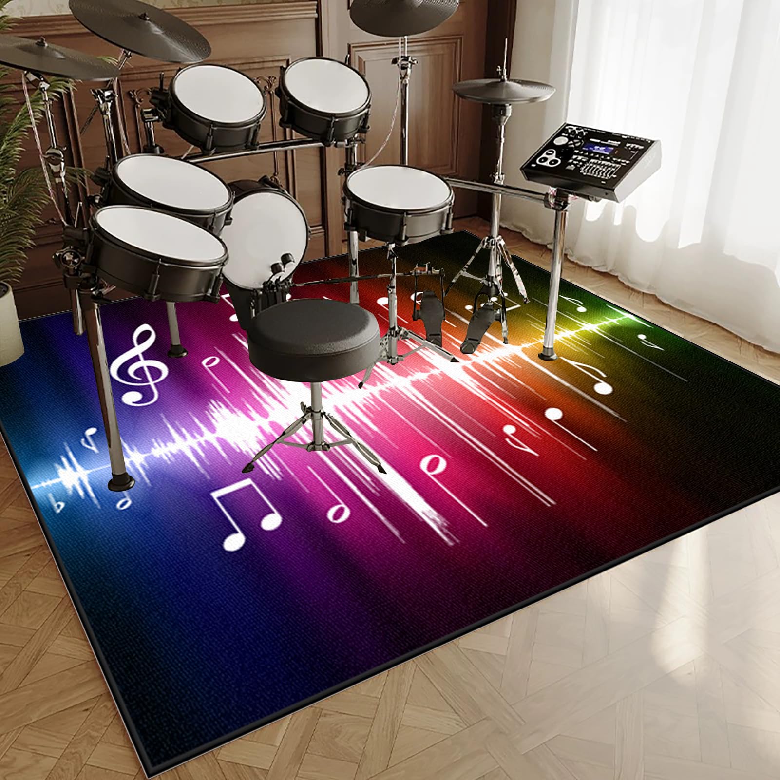 Elektroniczny dywan perkusyjny, mata wygłuszająca, mata do perkusji, dźwiękoszczelny, odporny na hałas, antypoślizgowa mata bębna, 130 x 100 cm