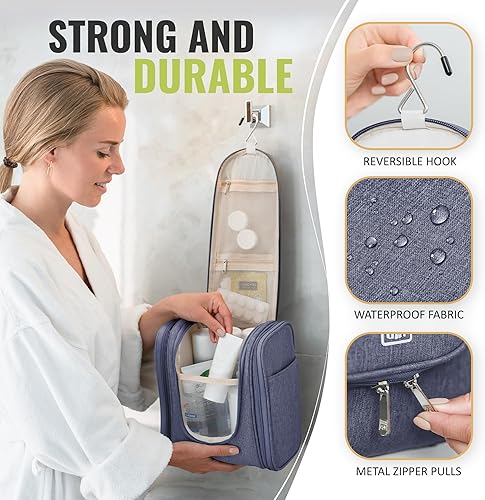 Miniatura 8 de Bolsa premium de artículos de aseo personal para viaje, para hombres y mujeres, bolsa de higiene, kit organizador de baño, con soporte de banda