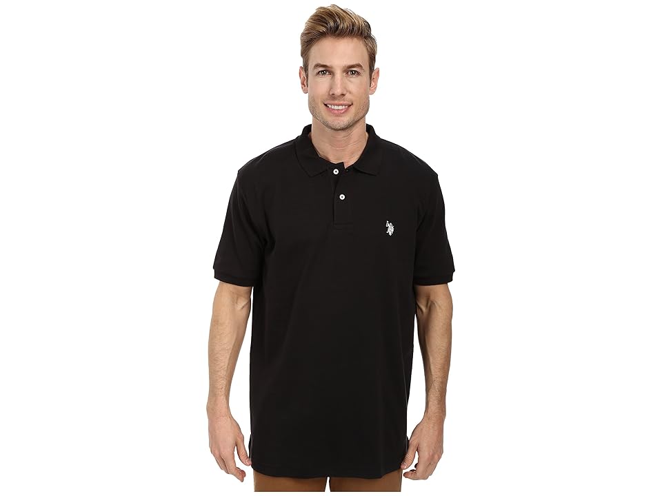 

U.S. POLO ASSN. Solid Interlock Polo (Black/White) Men's Short Sleeve Knit