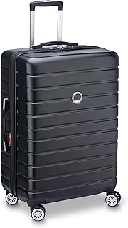 Jessica Hardside Expandable Luggage with Spinner Wheels (Black, Checked-Medium 25-Inch)
