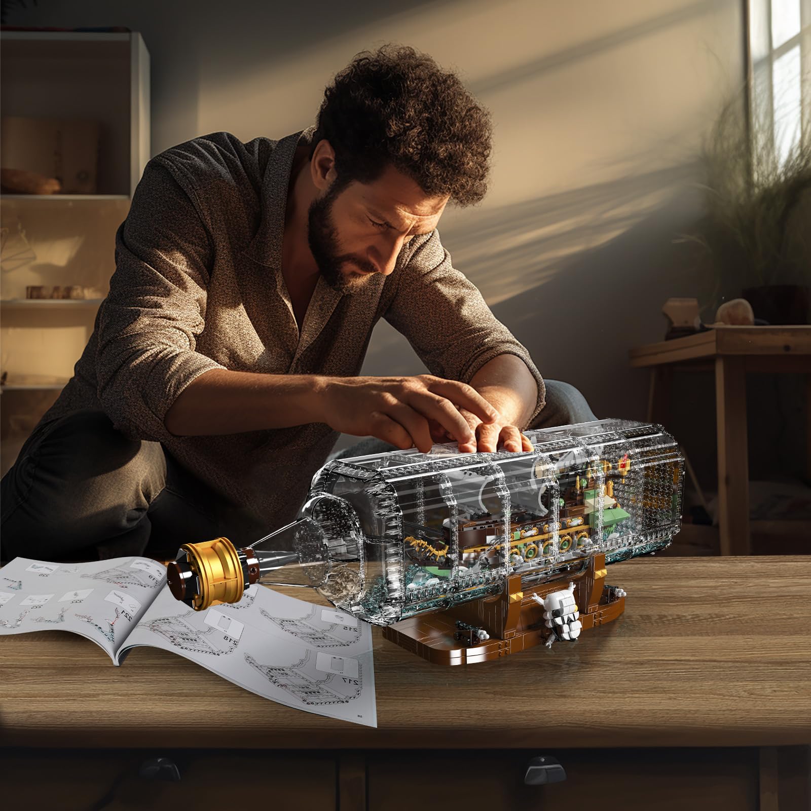 Mould King 10067 Ship in Bottle Toy Pirate Ship Model for Ideas The Flying  Dutchman Sailing