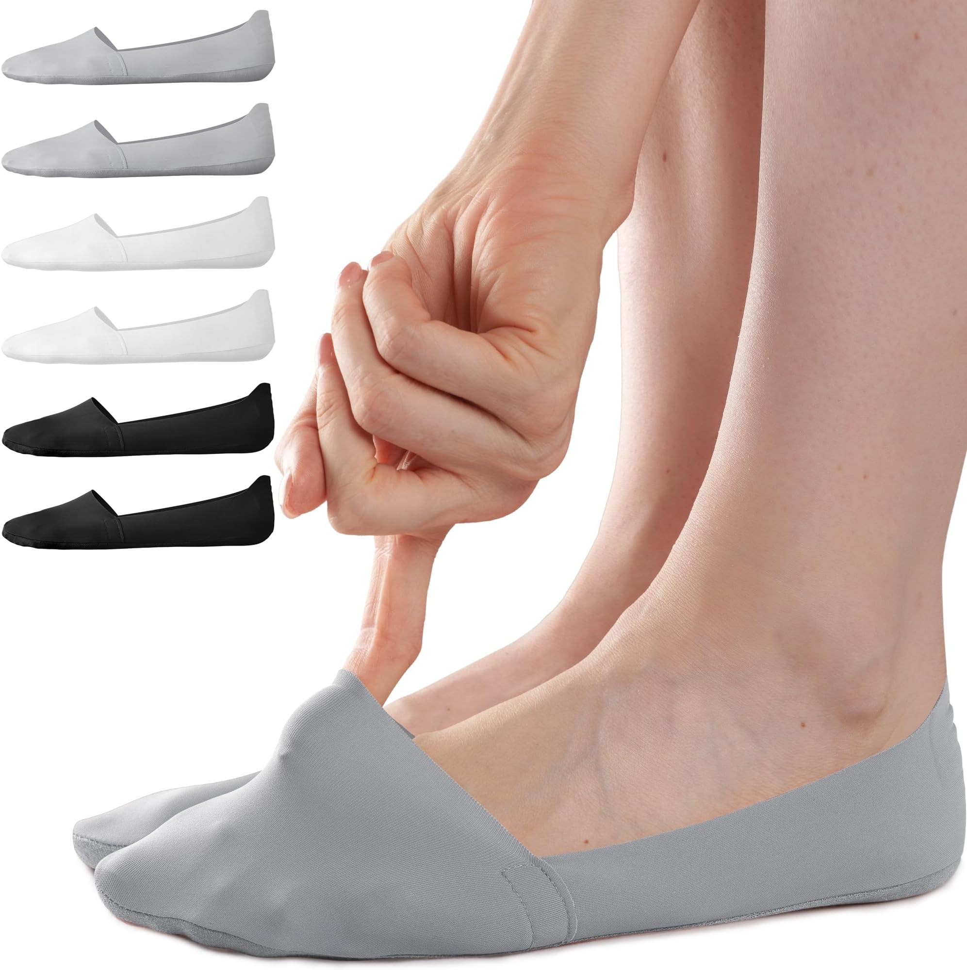 No Show Socks Womens, Non Slip Low Cut 6 Pairs Thin Silky Dress Footies Liner Invisible Socks Flats Loafers Sneakers