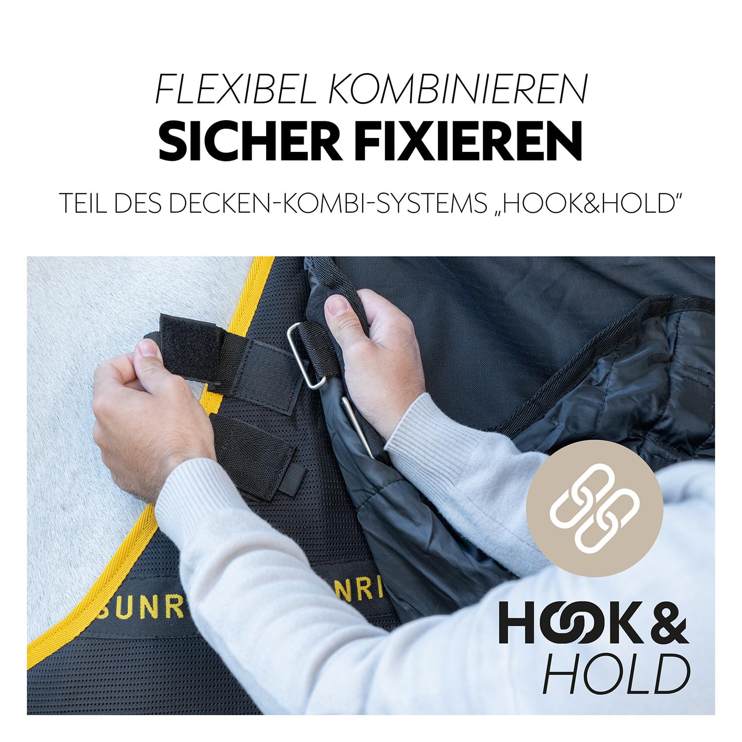 SUNRIDE Fleece Unterdecke (Inlett) für Pferde - Hook&Hold System - mit Abschwitzfunktion - wärmt Rücken- und Nierenbereich - Anti-Pilling Fleece - maschinenwaschbar - atmungsaktiv (165)