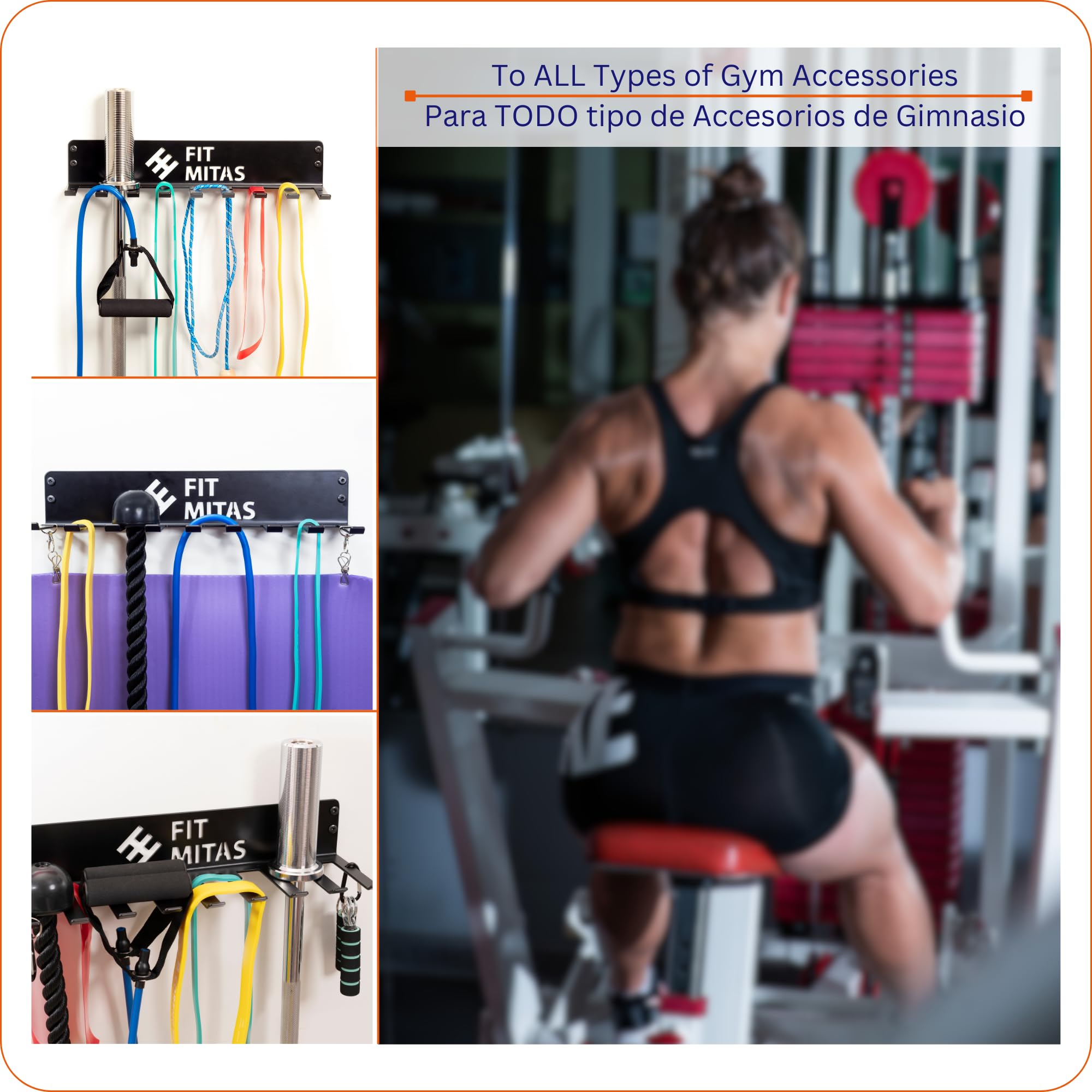 Supporto per Materiale Sportivo | Rack di Stoccaggio Pesi | Organizzatore Rack Palestra | Supporto Tappetino Yoga | Supporto da Parete per Fasce Elastiche | Organizer per Barre Pesi e Manubri