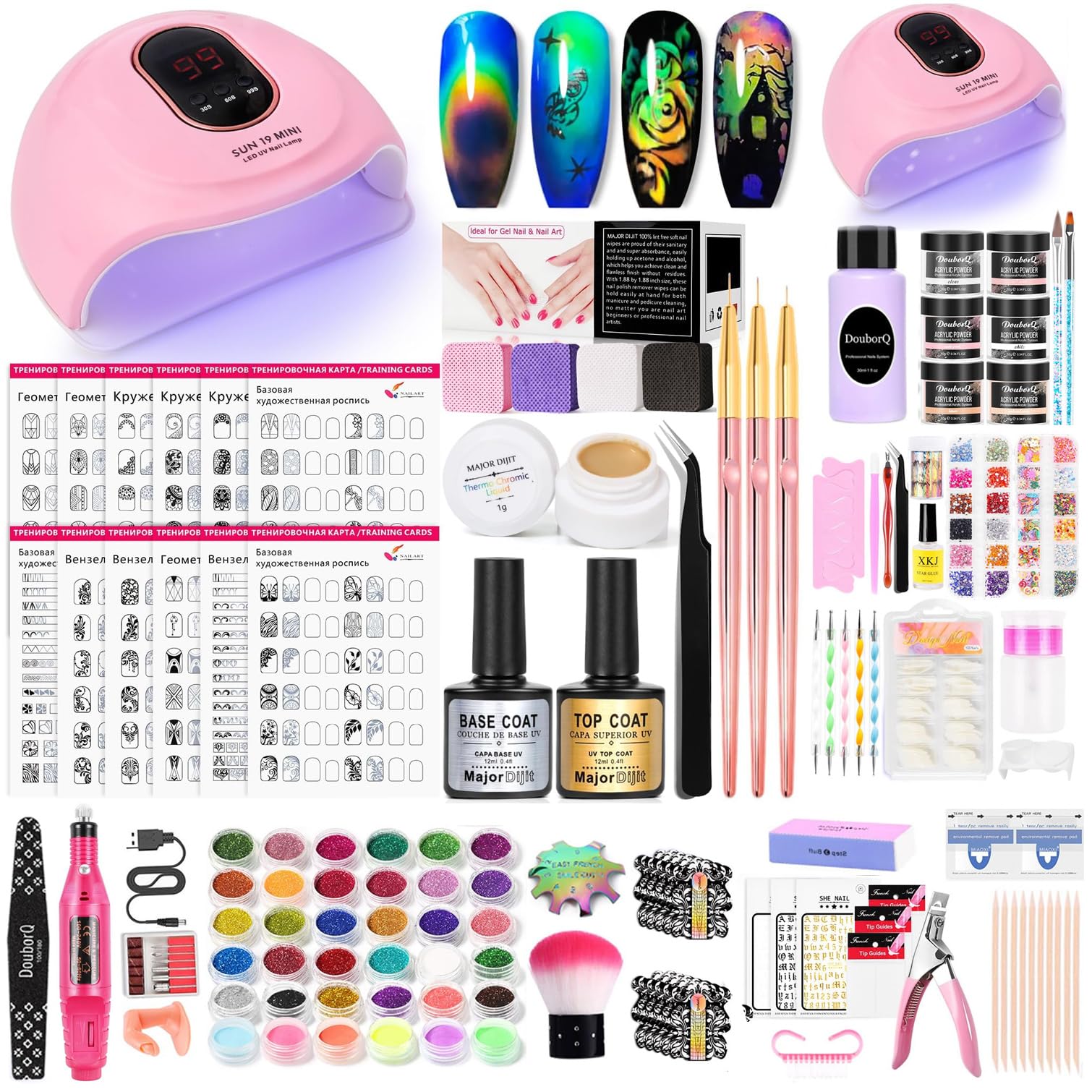 Acrylic Nail Kit With Nail Practice Sheet,U V Nail Lamp, Nail Kit Acrylic Set For For Beginners With Everything
