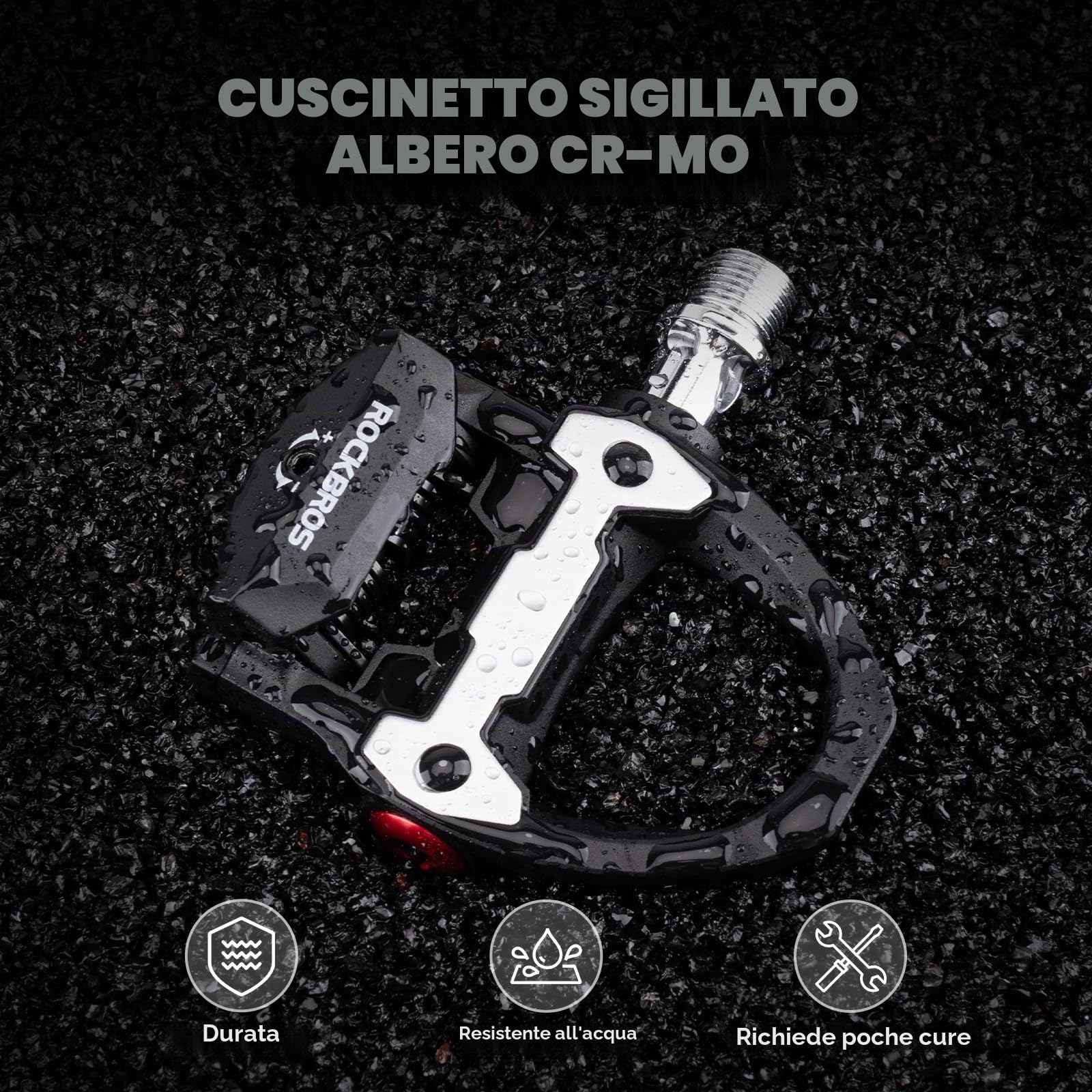 ROCKBROS Pedali Bici Corsa Asse Acciaio | con Regolazione Tensione, Antiscivolo e Cuscinetti Sigillati, Compatibili con Cleats Standard, per Strada e Allenamento