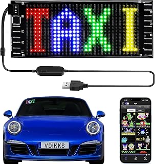 LED Sign Programmable FPCB Flexible Matrix Panel Small Screen Animation Text Message Scrolling LED Display for Home Decor, Car, Shop, Bar, Party, Business Festival 6.7x2.8 inch